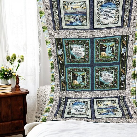 Christian Inspirational Quilt With Nature Print & Bible Verses - Picture 1 of 9